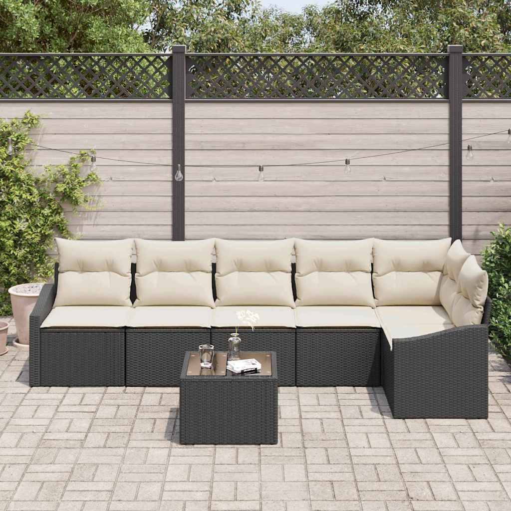 Set sofe 7 kom. Crna poliratan 288,5 x 123,5 x 85 cm