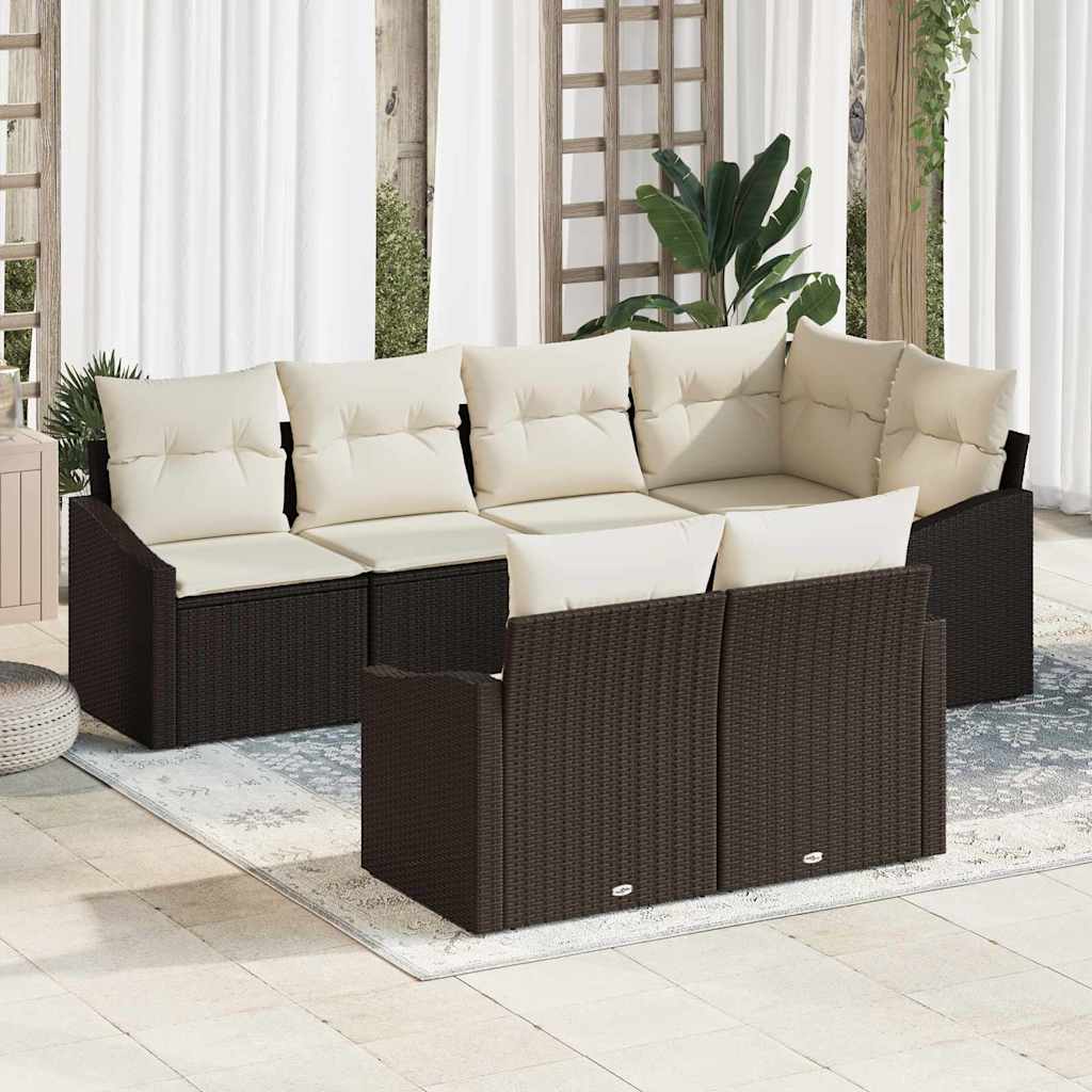 Set sofe 7 kom. Smeđa poliratan 233,5 x 123,5 x 85 cm