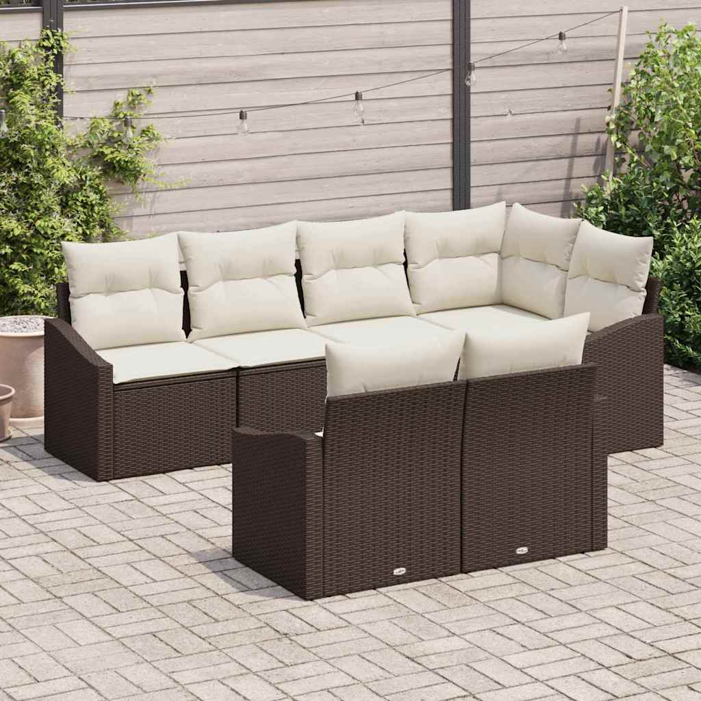 Set sofe 7 kom. Smeđa poliratan 233,5 x 123,5 x 85 cm