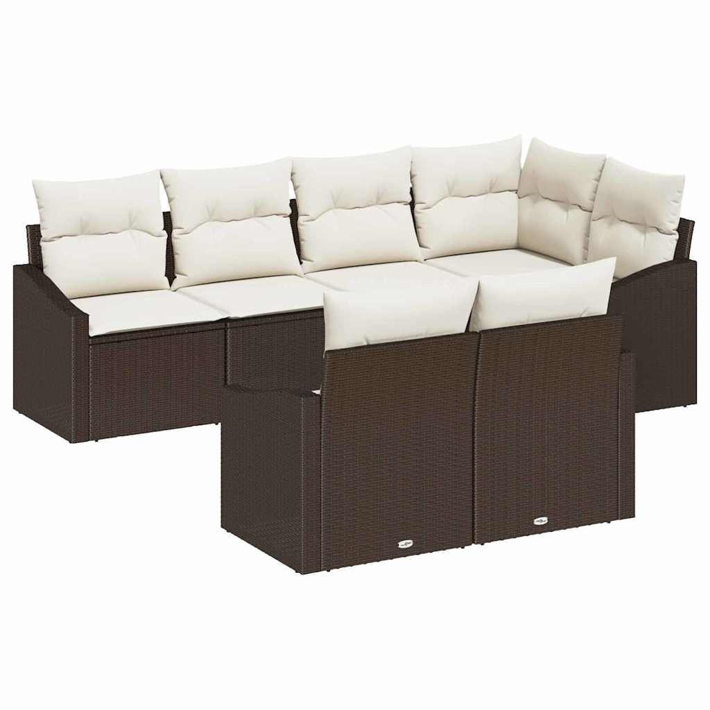 Set sofe 7 kom. Smeđa poliratan 233,5 x 123,5 x 85 cm