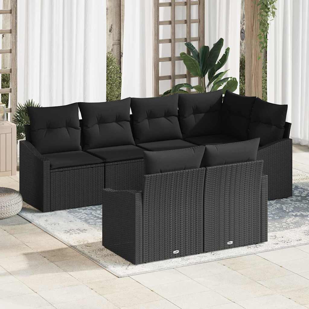 Set sofe 7 kom. Crna poliratan 233,5 x 123,5 x 85 cm