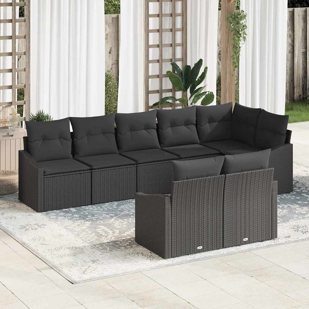 Set sofe 8 kom. Crna poliratan 288,5 x 123,5 x 85 cm