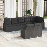 Set sofe 8 kom. Crna poliratan 288,5 x 123,5 x 85 cm