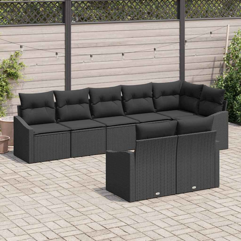 Set sofe 8 kom. Crna poliratan 288,5 x 123,5 x 85 cm