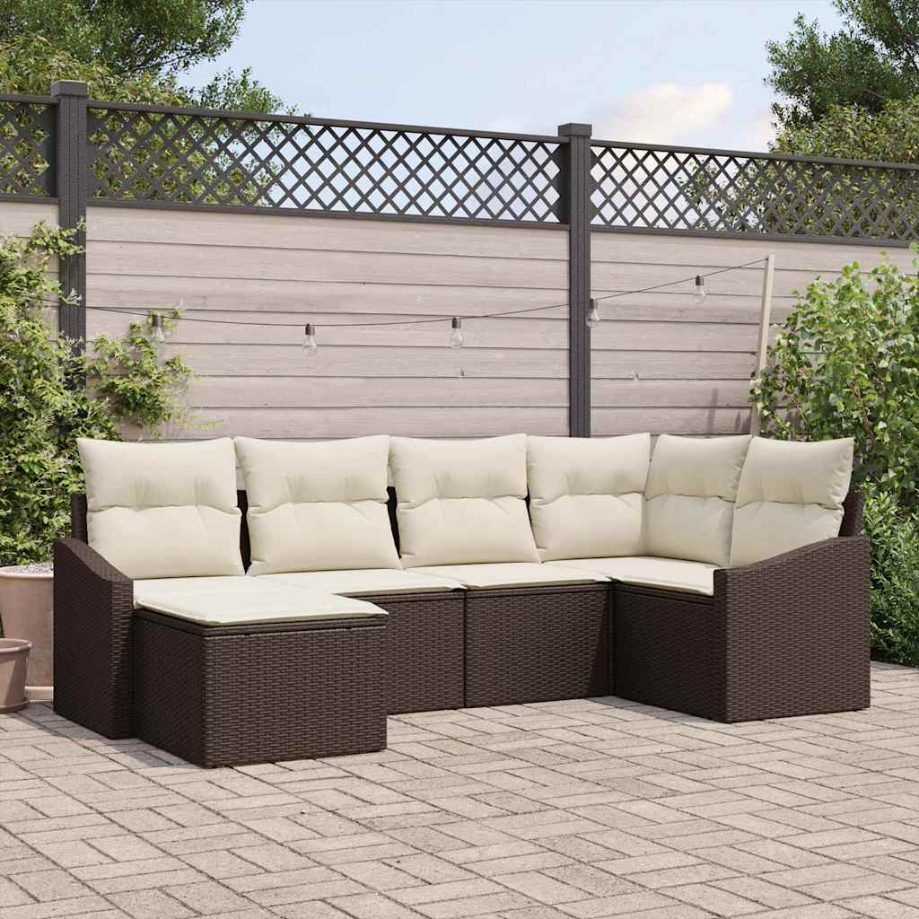 Set sofe 6 kom. Smeđa poliratan 288,5 x 123,5 x 85 cm