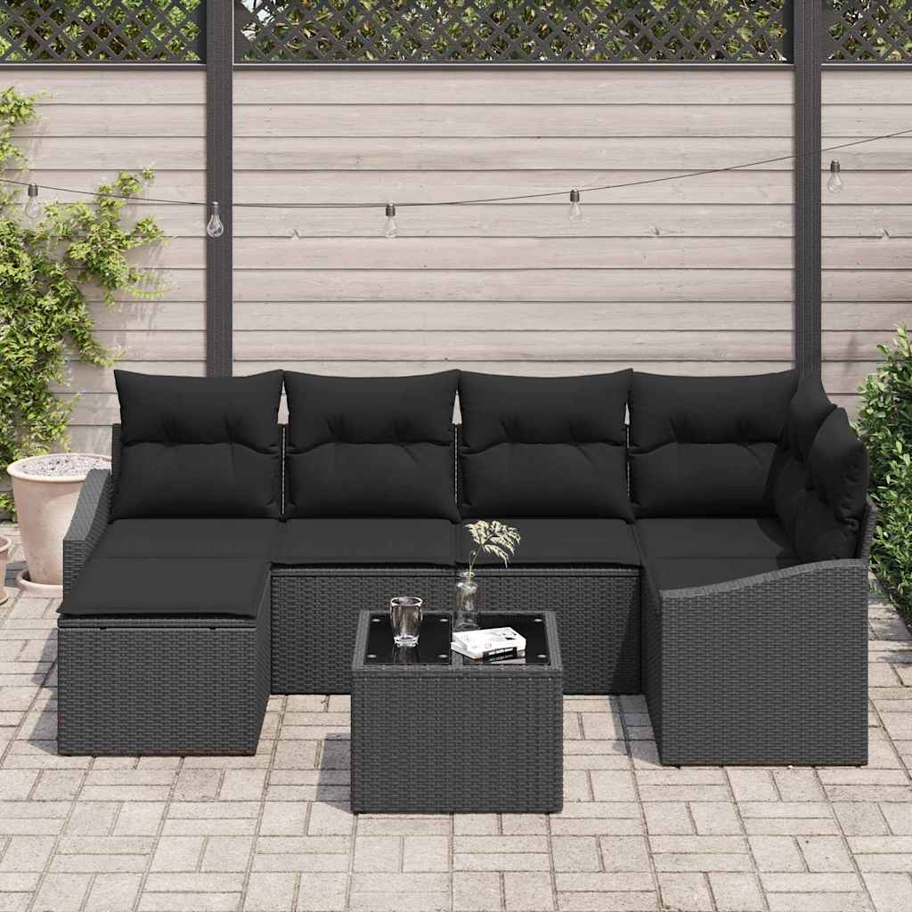 Set sofe 7 kom. Crna poliratan 288,5 x 123,5 x 85 cm
