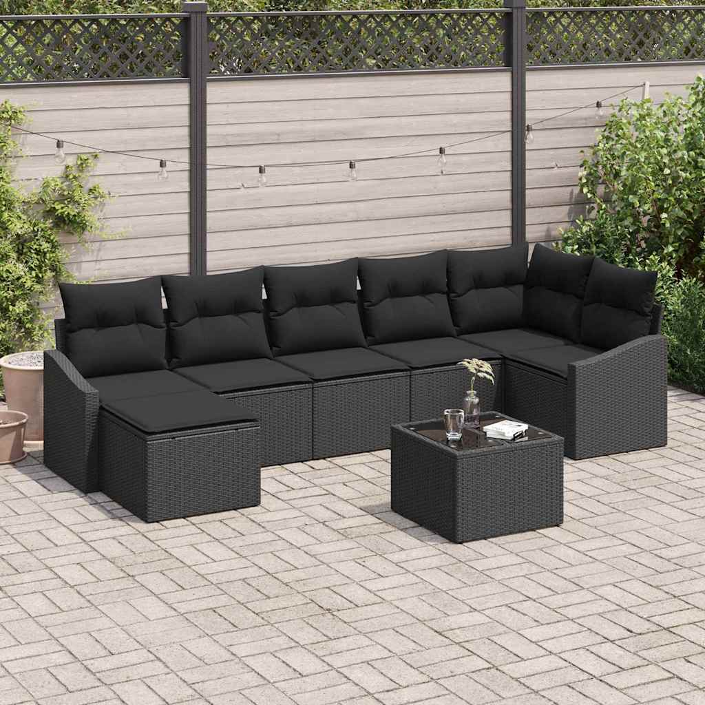 Set sofe s jastukom 8 pcs Crna poliratan