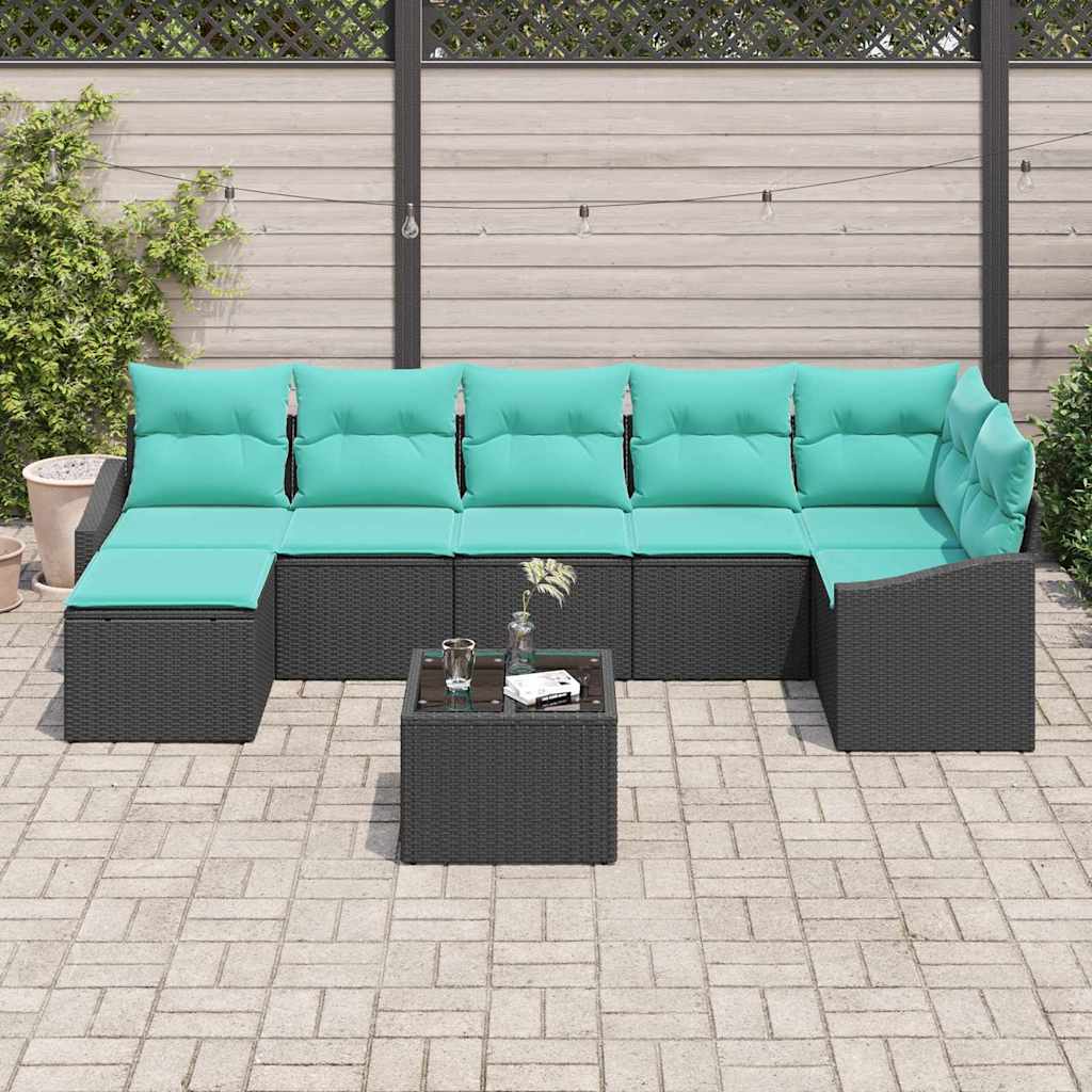 Set sofe s jastukom 8 pcs Crna poliratan