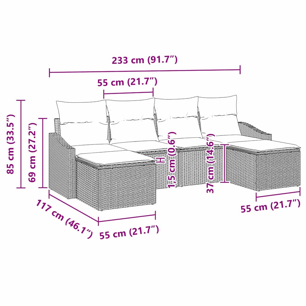 Set sofe s jastukom 6 pcs Siva poliratan