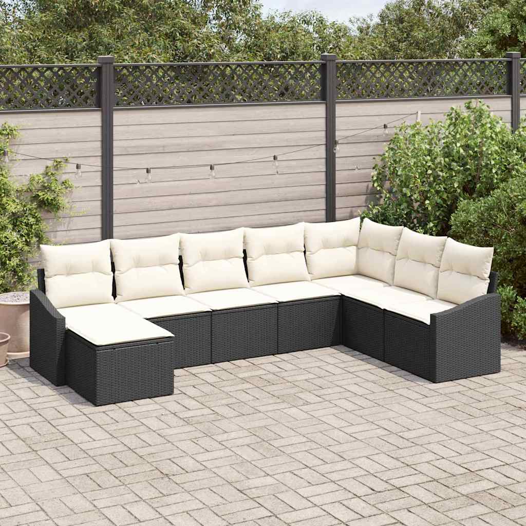 Set sofe s jastukom 8 pcs Crna poliratan