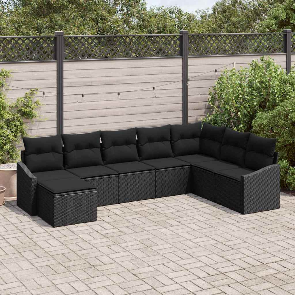Set sofe 8 kom. Crna poliratan 288,5 x 178,5 x 85 cm