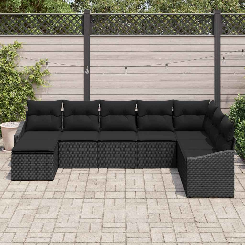 Set sofe 8 kom. Crna poliratan 288,5 x 178,5 x 85 cm