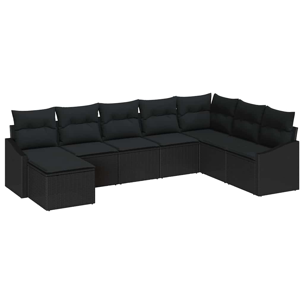 Set sofe 8 kom. Crna poliratan 288,5 x 178,5 x 85 cm