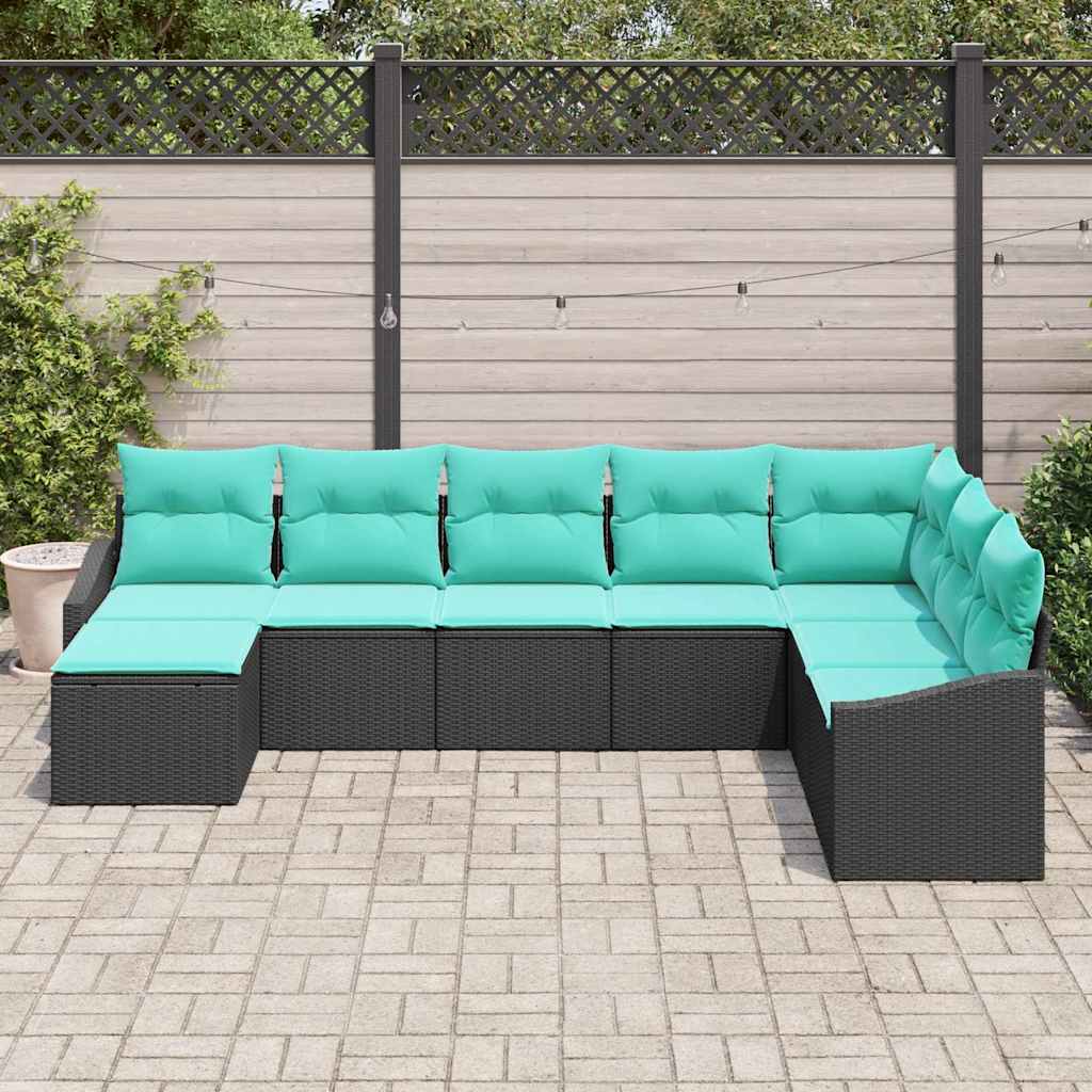Set sofe 8 kom. Crna poliratan 288,5 x 178,5 x 85 cm
