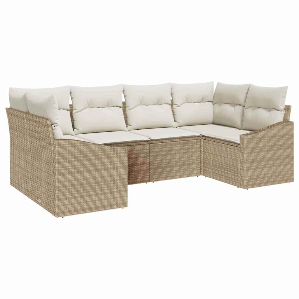 Set sofe 6 kom. Bež poliratan 234 x 123,5 x 85 cm