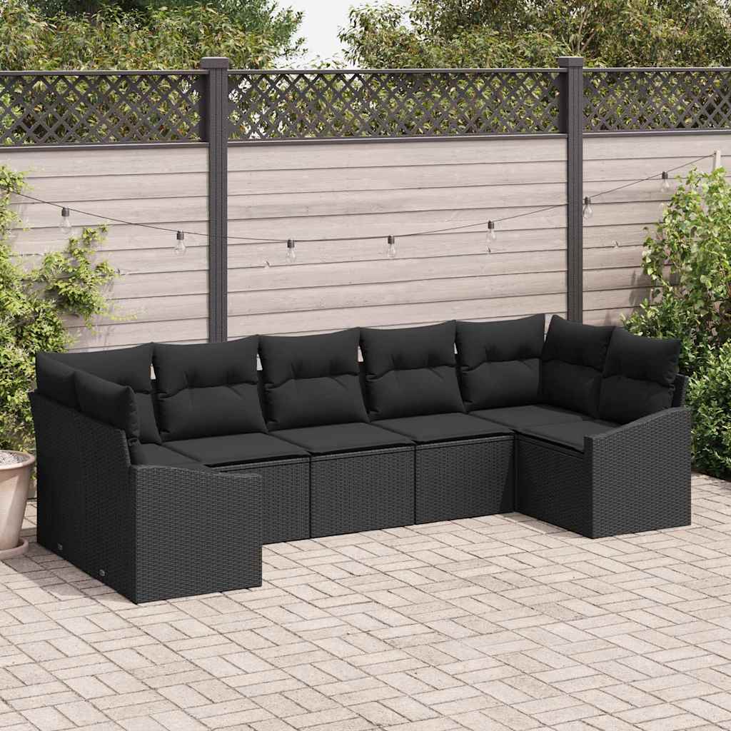 Set sofe 7 kom. Crna poliratan 289 x 123,5 x 85 cm