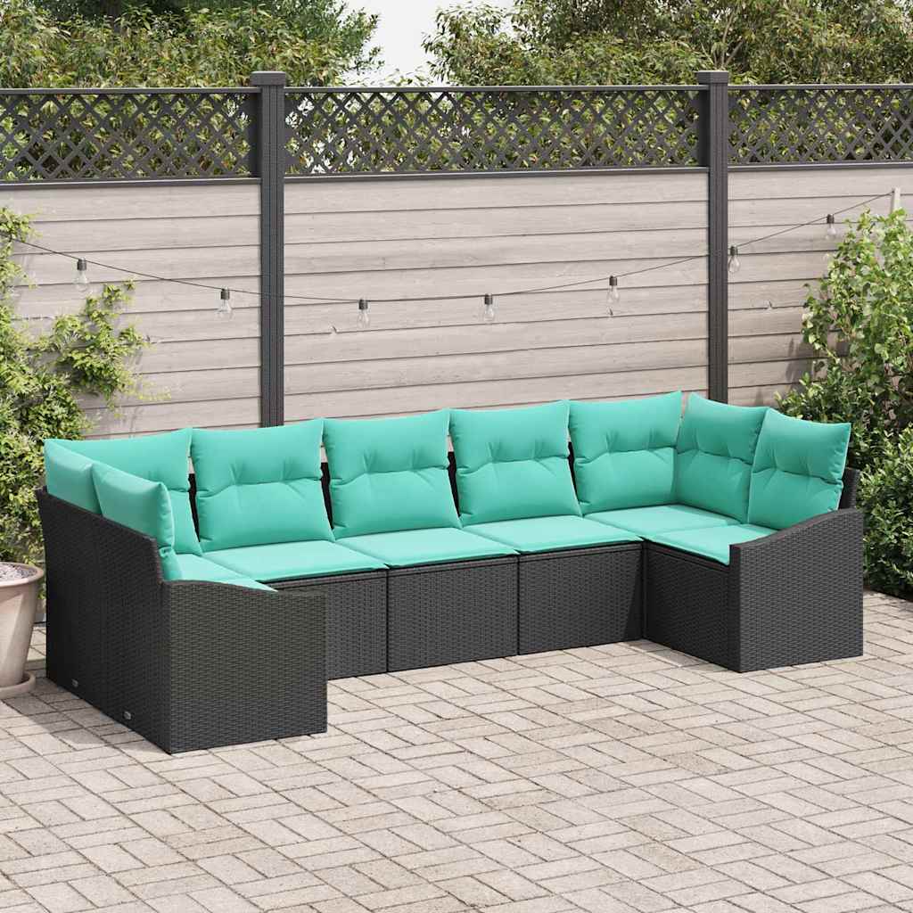 Set sofe 7 kom. Crna poliratan 289 x 123,5 x 85 cm