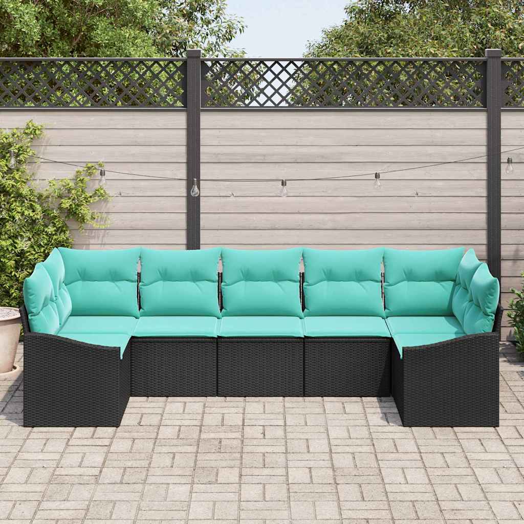 Set sofe 7 kom. Crna poliratan 289 x 123,5 x 85 cm