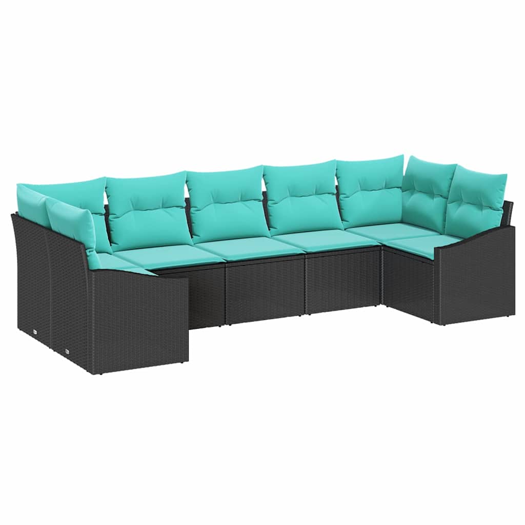 Set sofe 7 kom. Crna poliratan 289 x 123,5 x 85 cm