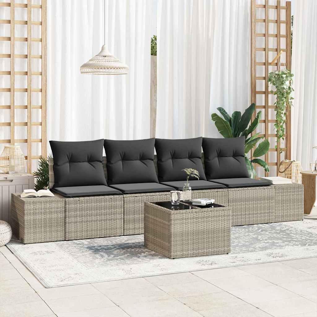 Set sofe s jastukom s jastukom 5 pcs Svijetlo siva poliratan