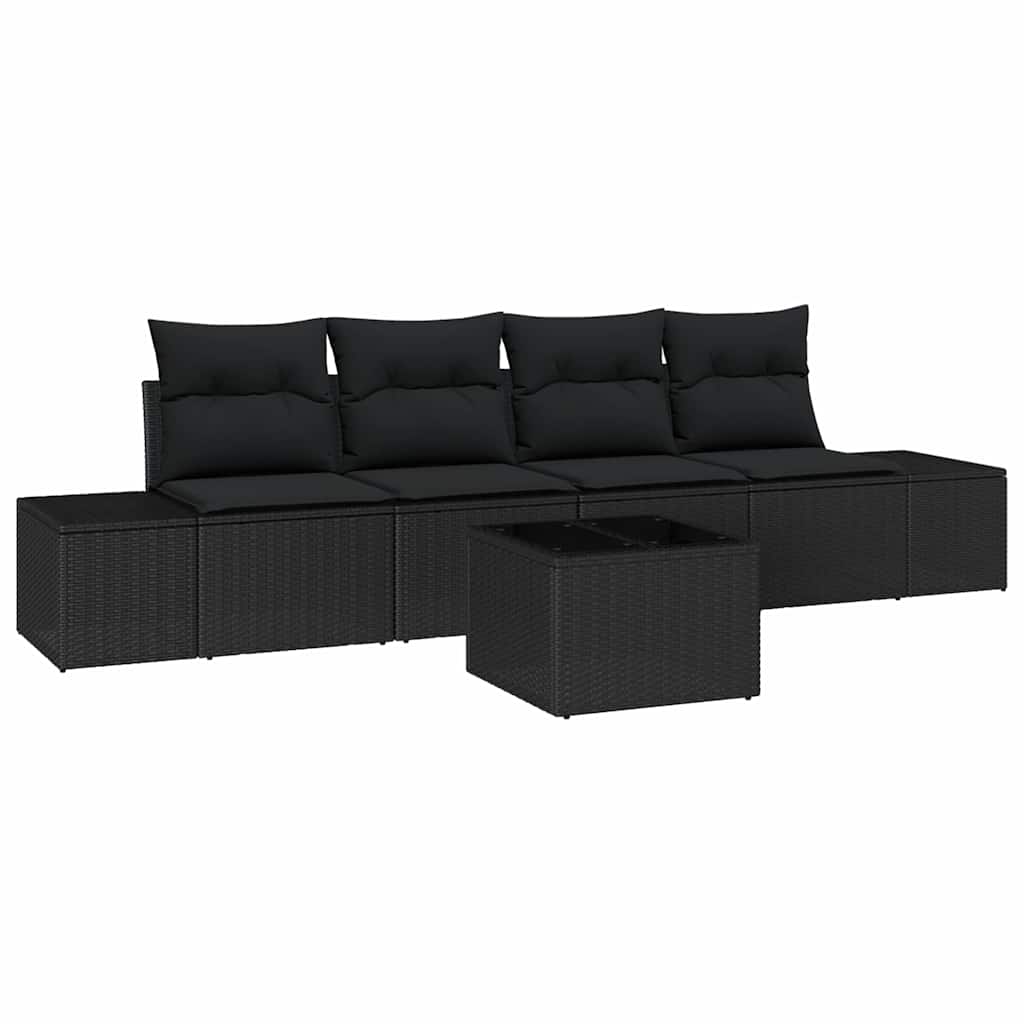 Set sofe s jastukom s jastukom 5 pcs Crna poliratan