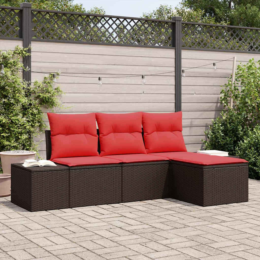 Set sofe s jastukom 4 pcs Smeđa Poli Ratan