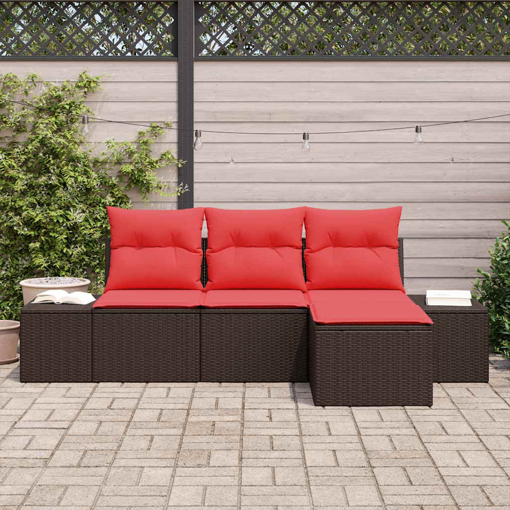 Set sofe s jastukom 4 pcs Smeđa Poli Ratan