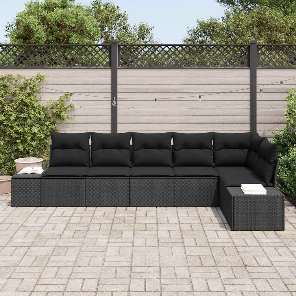 Sjedeća garnitura za vrt 6 kom. Crna poliratan 184 x 62 x 85 cm