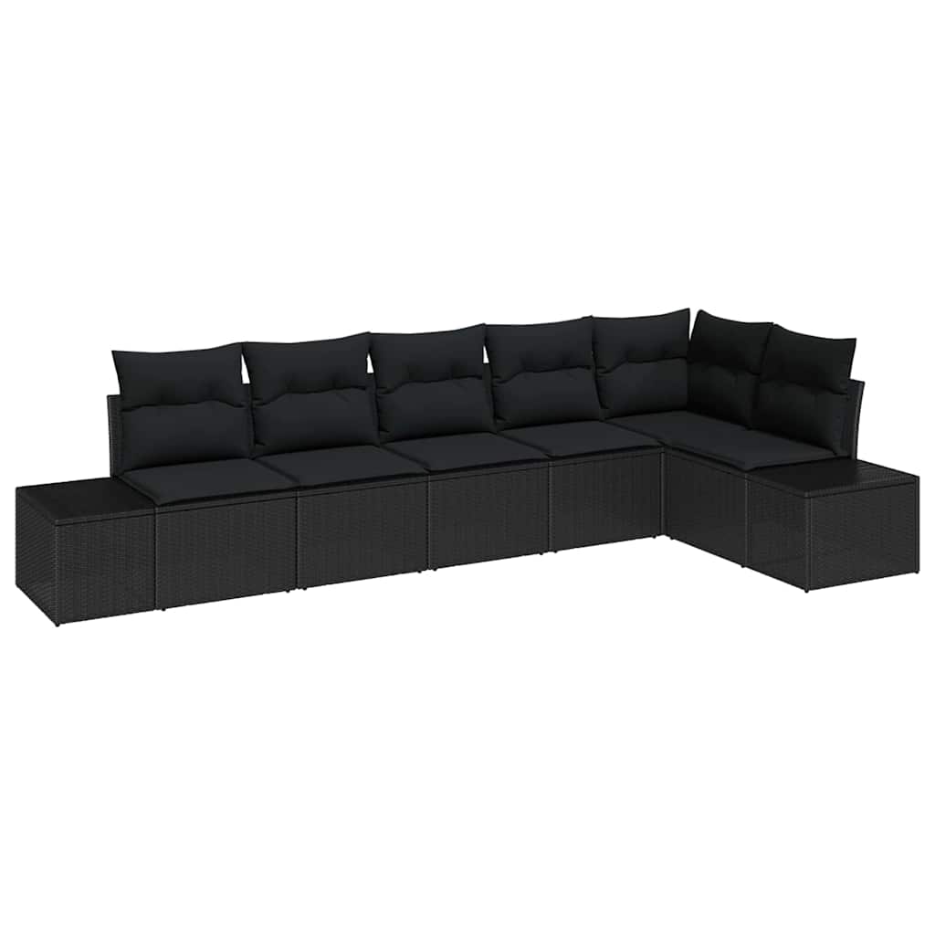 Sjedeća garnitura za vrt 6 kom. Crna poliratan 184 x 62 x 85 cm