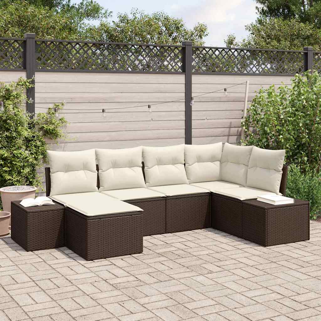 Sjedeća garnitura za vrt 6 pcs Smeđa i krem poliratan
