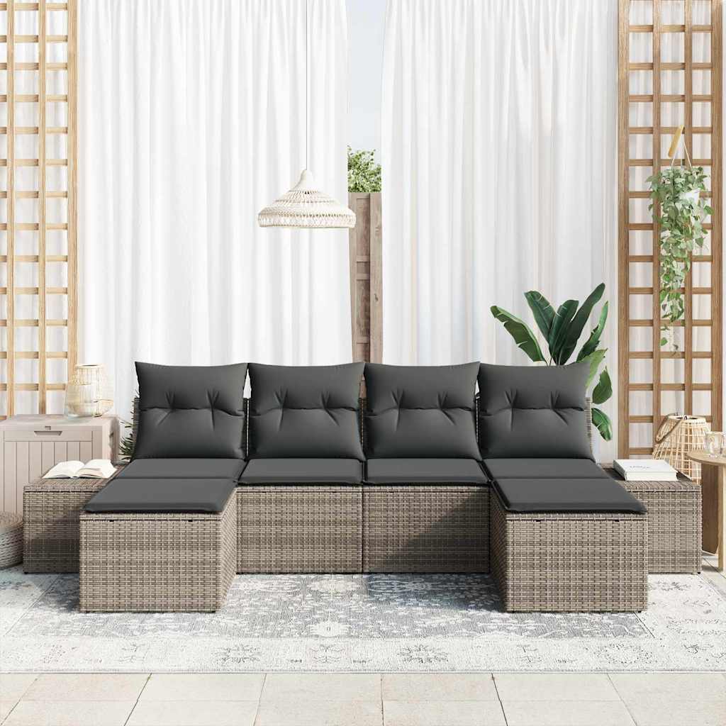 Sjedeća garnitura za vrt 6 kom. Siva poliratan Svjetlosiva 294 x 117 x 69 cm