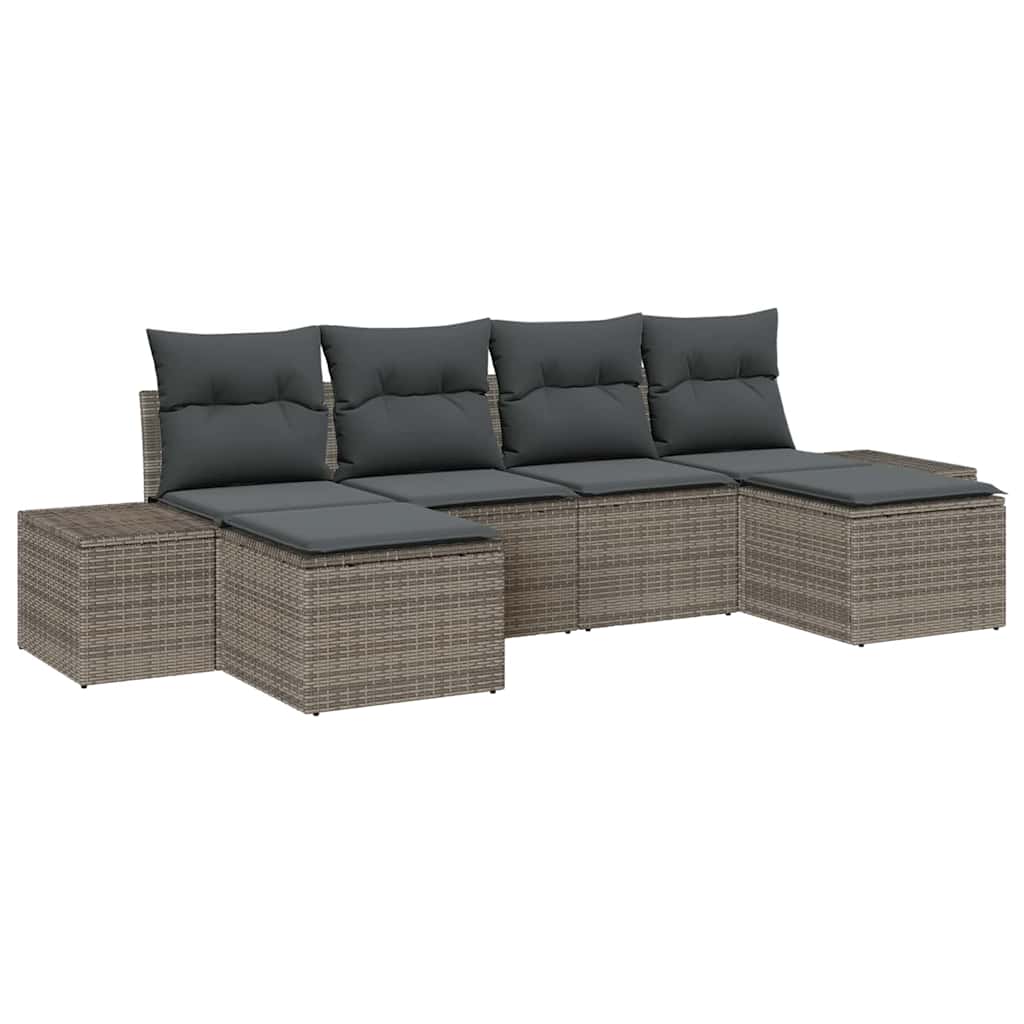 Sjedeća garnitura za vrt 6 kom. Siva poliratan Svjetlosiva 294 x 117 x 69 cm