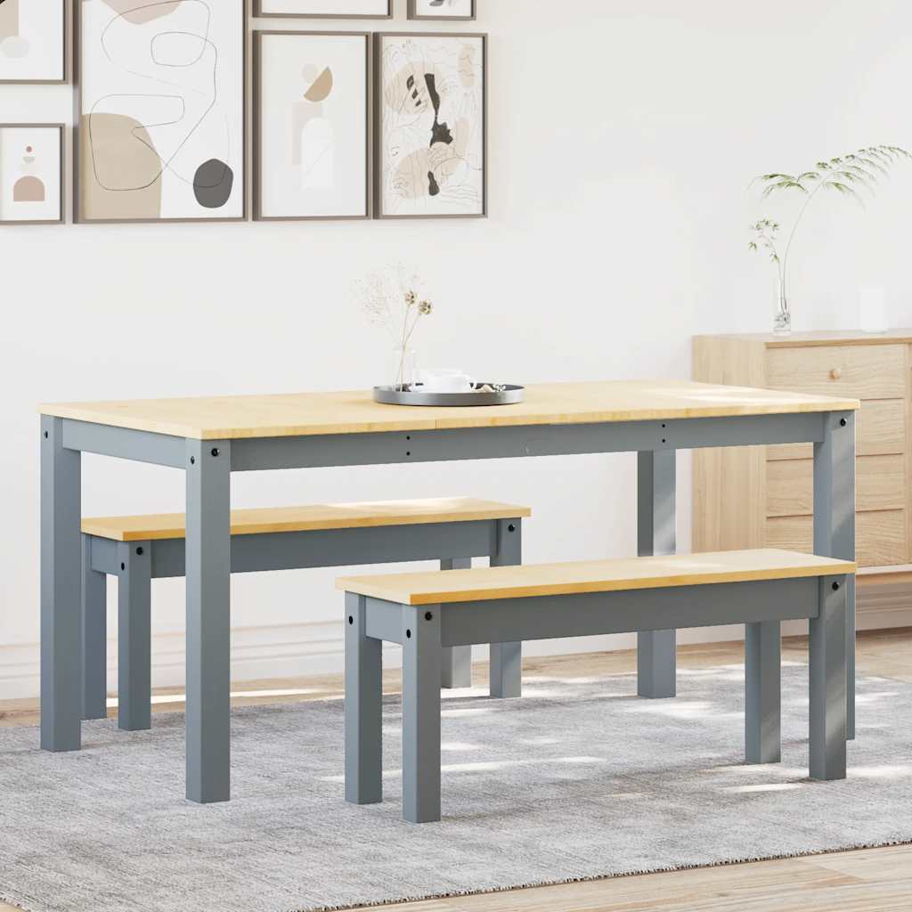 3-dijelni blagovaonski set PANAMA od masivne borovine sivi