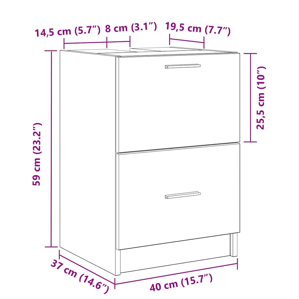 Kupaonski ormar Crni hrast 40 x 37 x 59 cm Konstruirano drvo