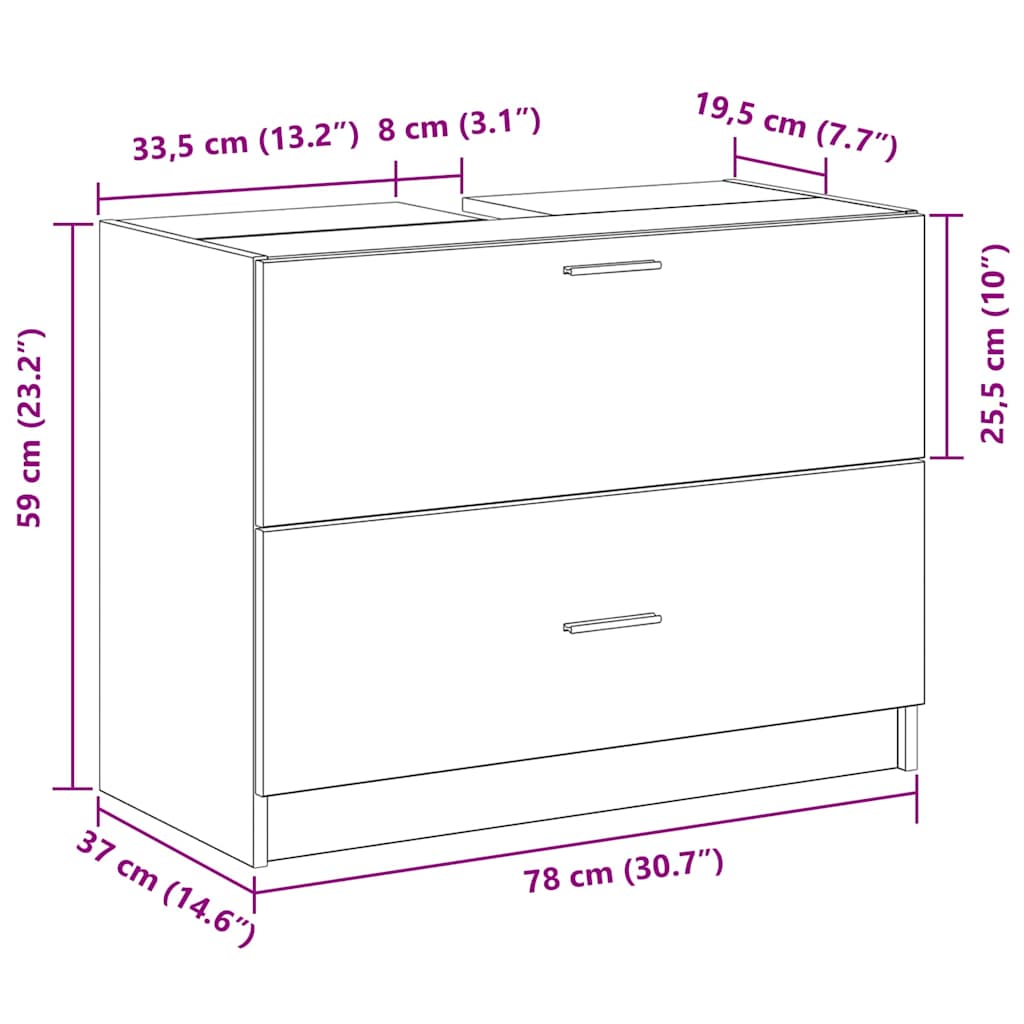 Kupaonski ormar Crni hrast 78 x 37 x 59 cm Konstruirano drvo
