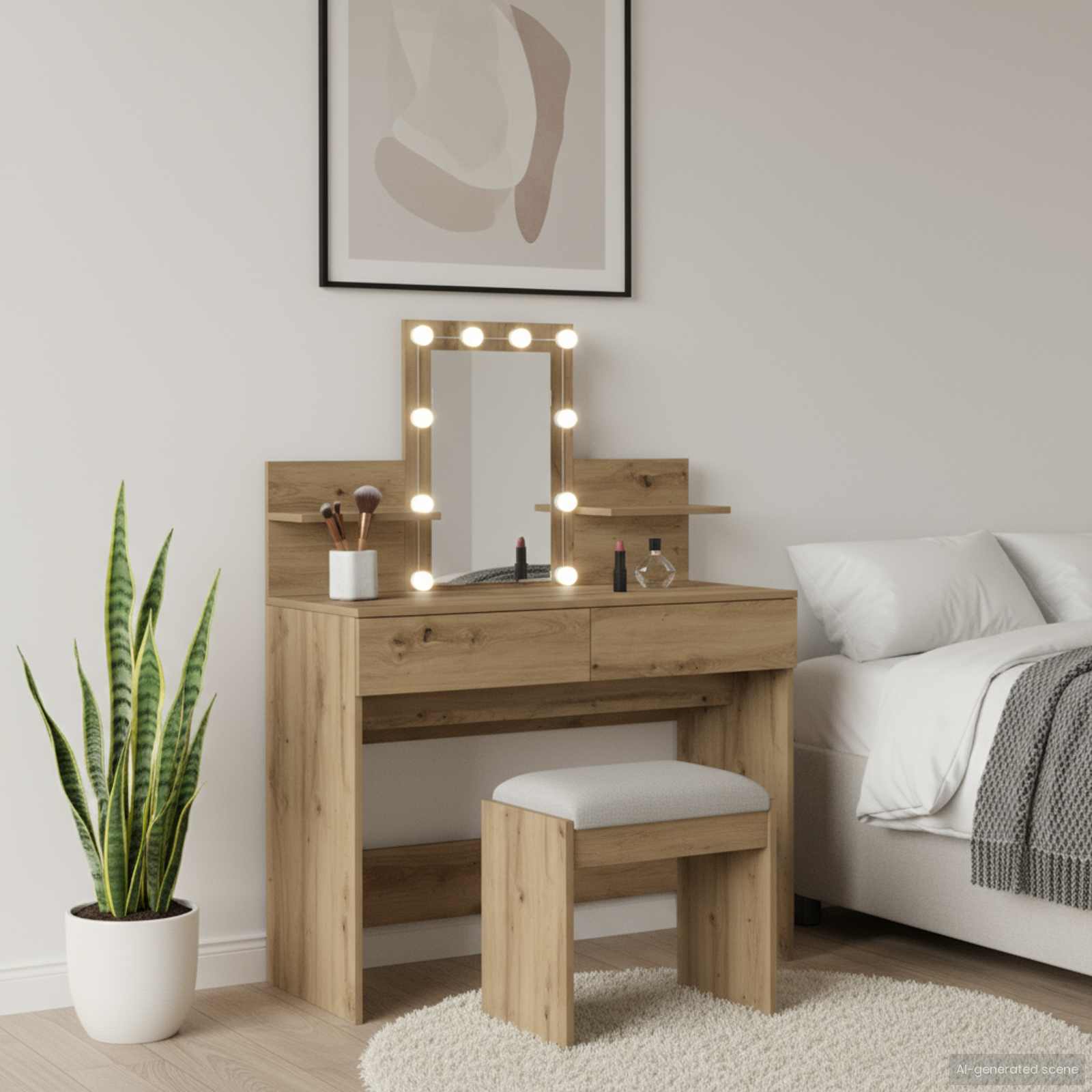 Toaletni stol s ladicama Umjetnički hrast 100 x 40 x 130 cm