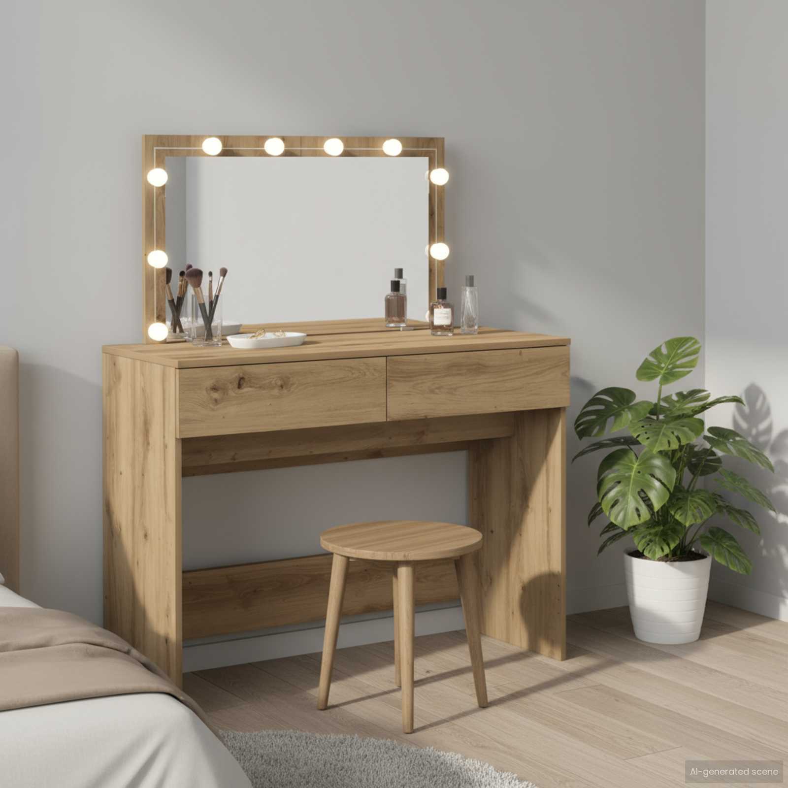 Toaletni stol s ladicama Umjetnički hrast 100 x 40 x 120 cm