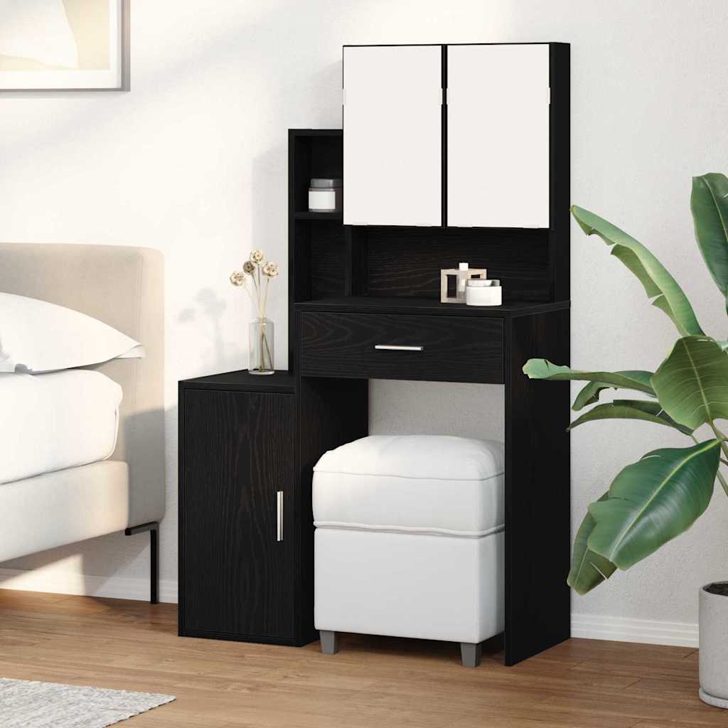Toaletni stol Crni hrast 80 x 35 x 132 cm Konstruirano drvo