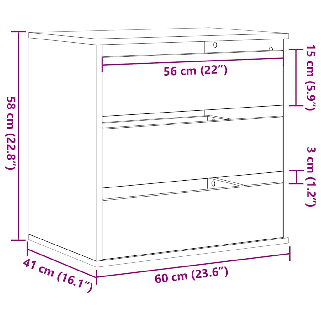 Ormar s ladicama Crna 61 x 41 x 58 cm Konstruirano drvo