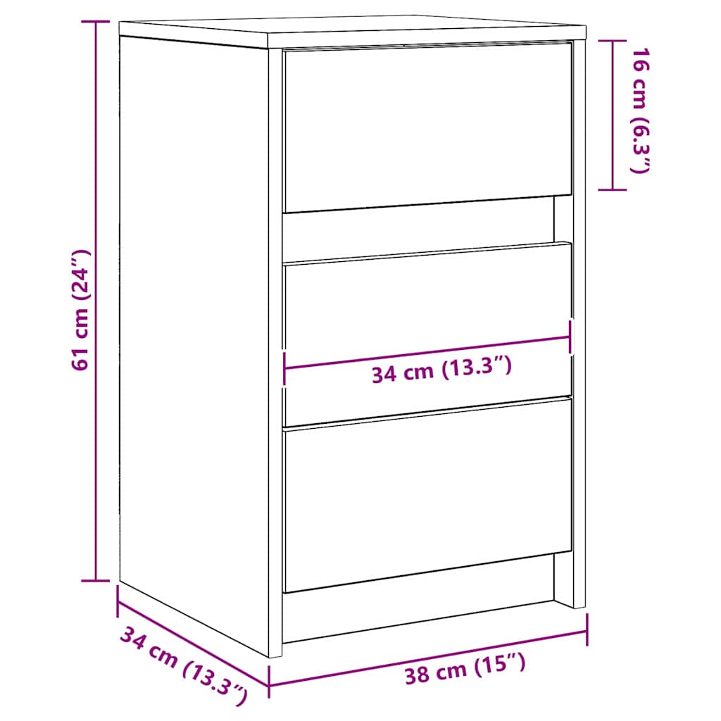 Noćni ormar Staro drvo 38 x 34 x 61 cm Konstruirano drvo