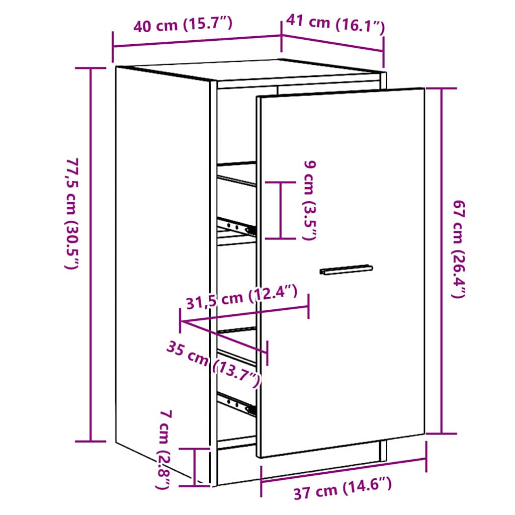 Apoteka za pohranu Crni hrast 40 x 41 x 77.5 cm