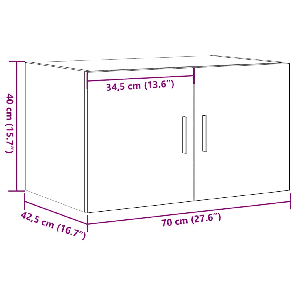 Ormar za Zid Crni hrast 70 x 42.5 x 40 cm Konstruirano drvo