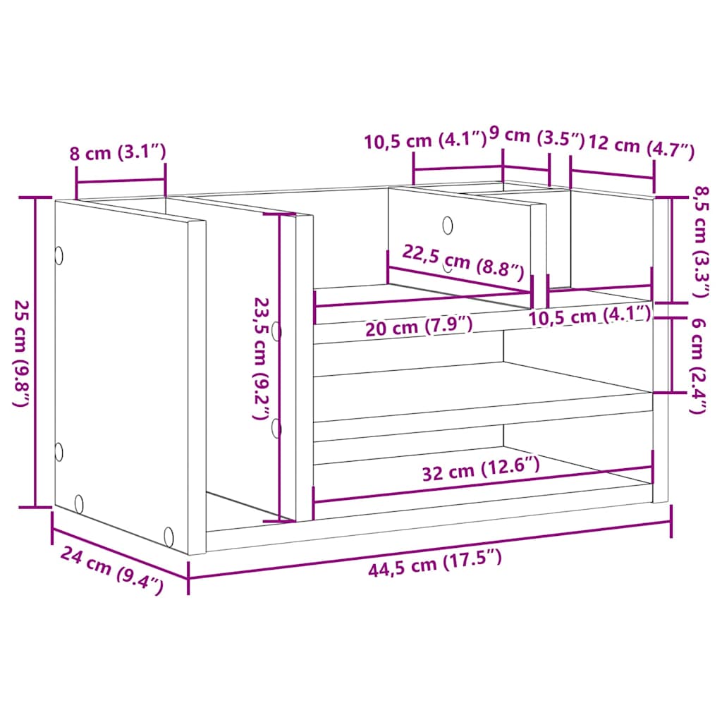 Organizator stola Crni hrast 44,5 x 24 x 25 cm