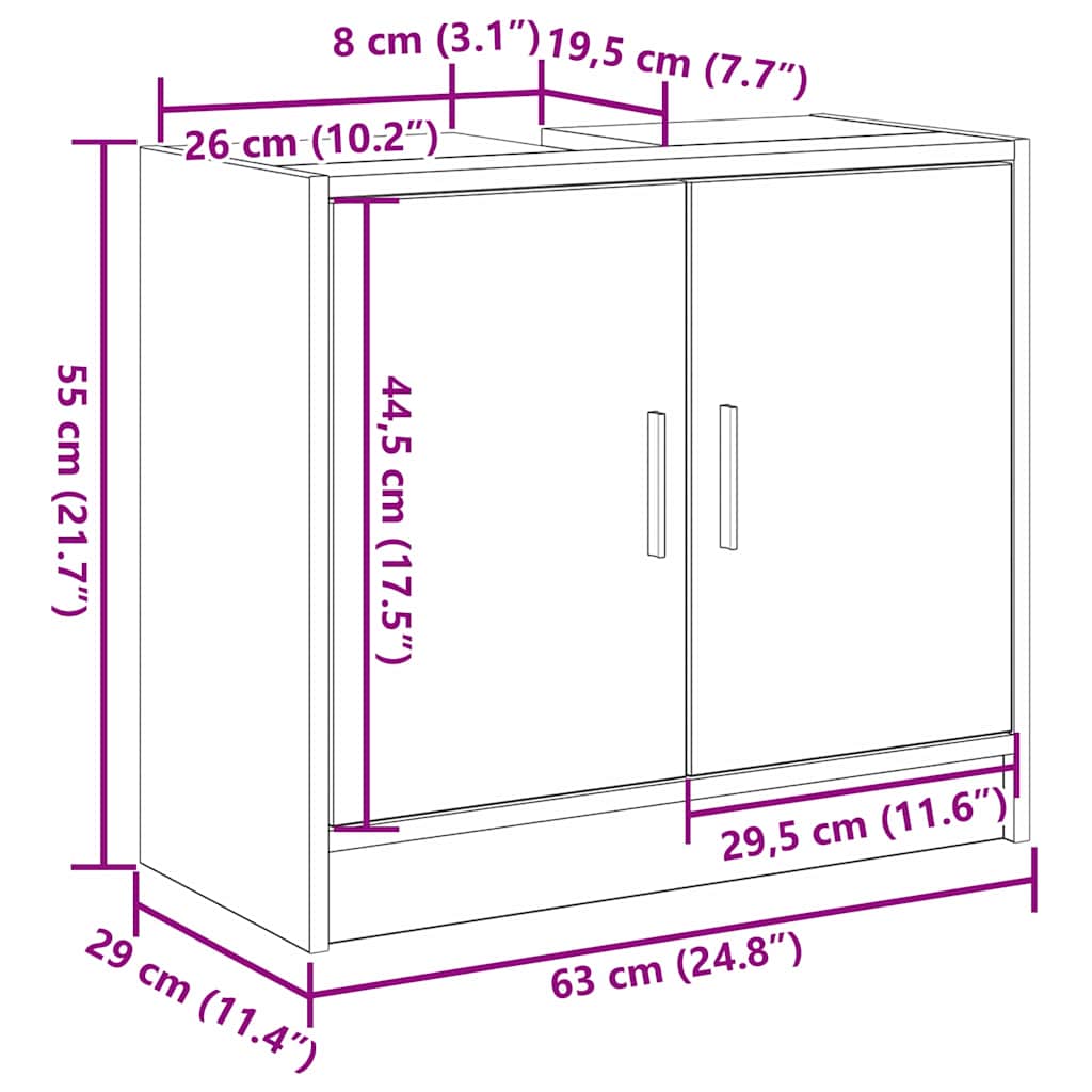 Kupaonski ormar s pohranom Umjetnički hrast 63 x 29 x 55 cm