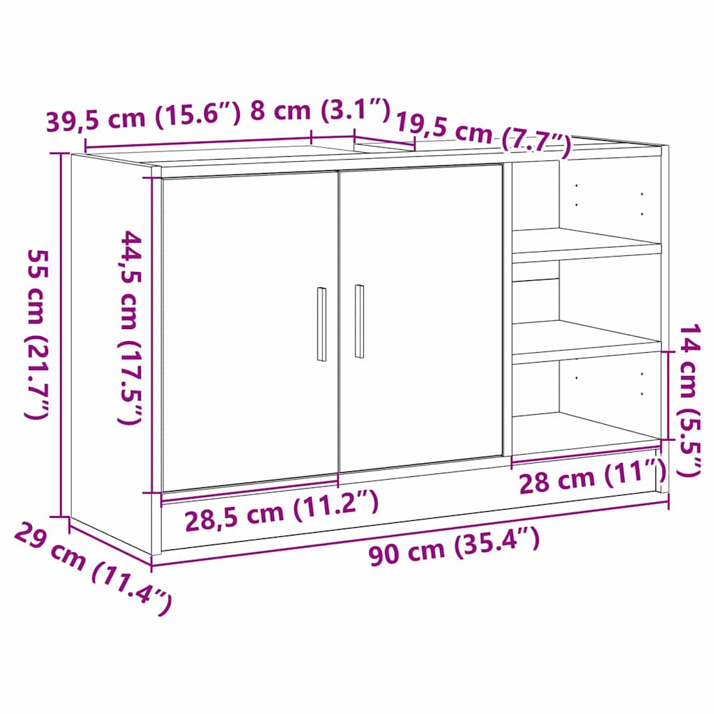 Kupaonski ormar s policom Umjetnički hrast 90 x 29 x 55 cm
