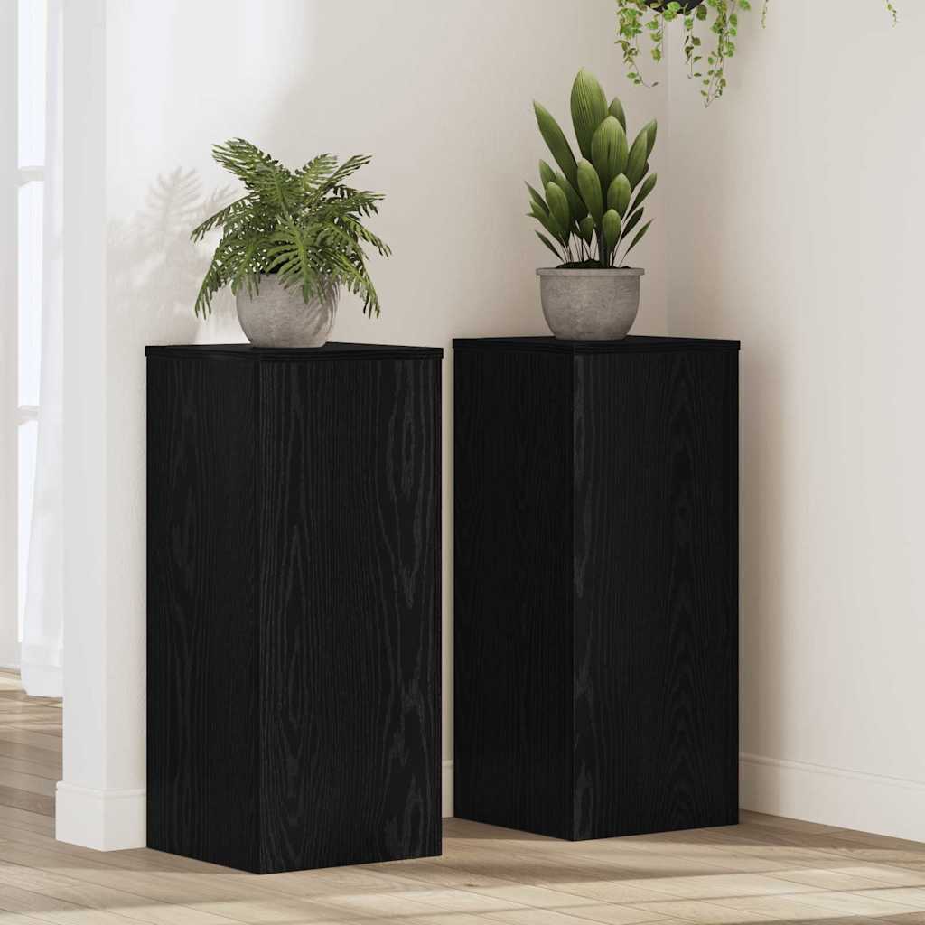 Stalak za biljke 2 pcs Crni hrast 30 x 30 x 70 cm
