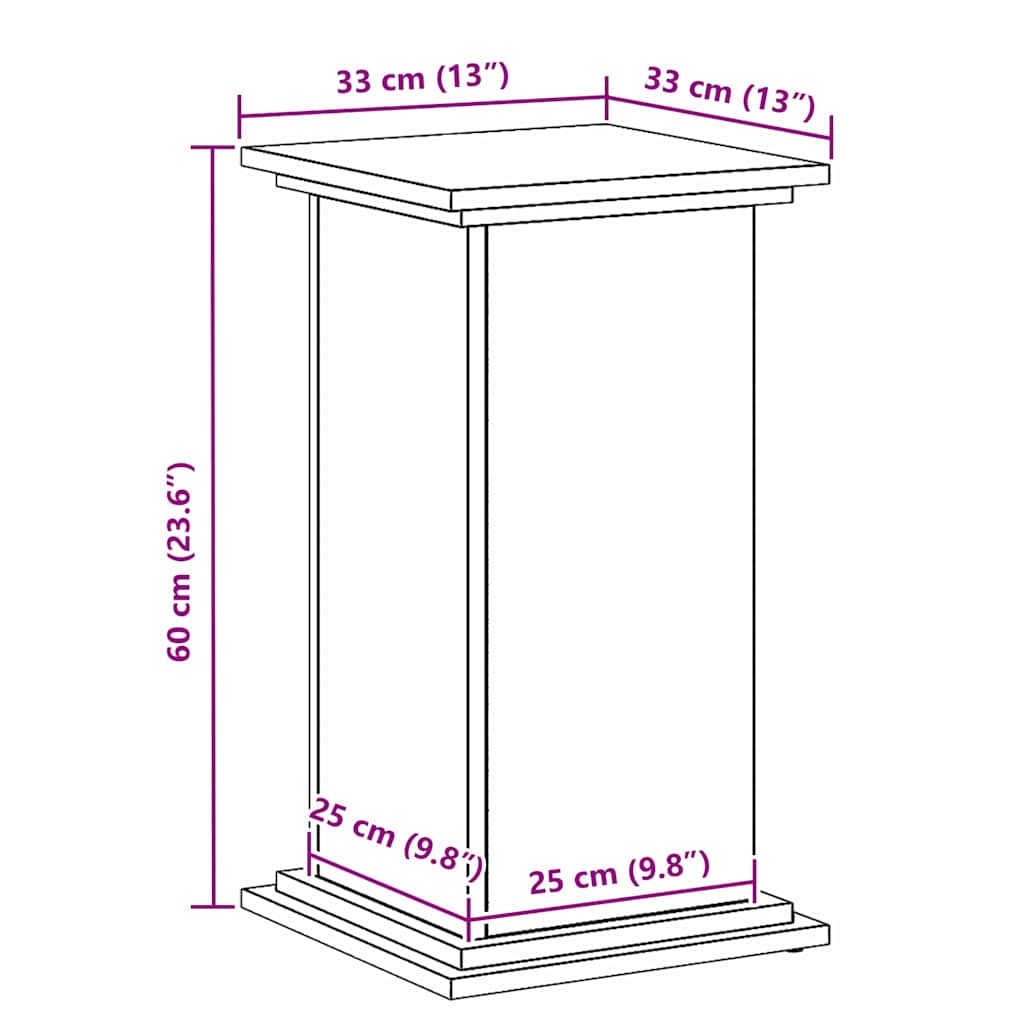 Stalak za biljke Crni hrast 33 x 33 x 60 cm Konstruirano drvo