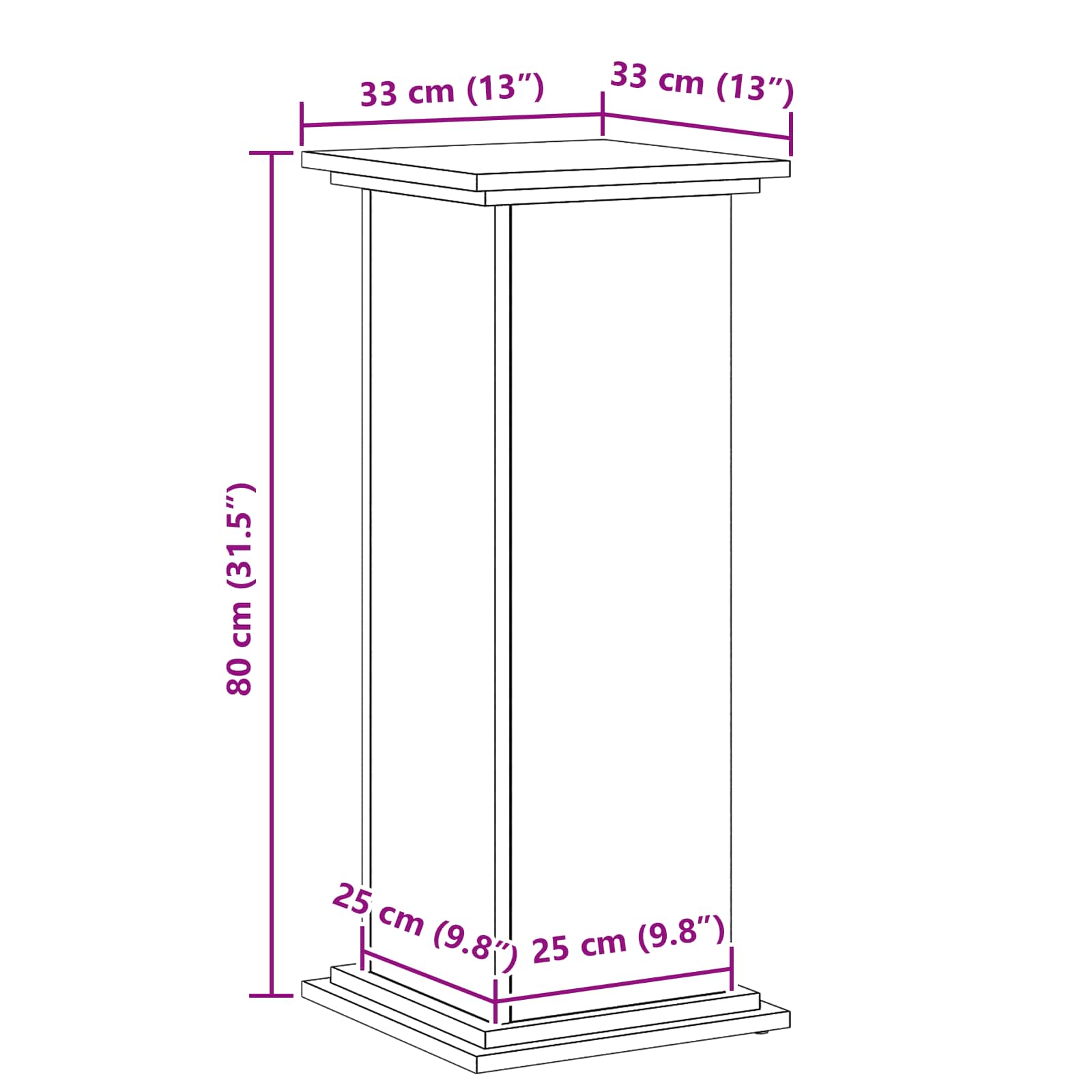 Stalak za biljke Crni hrast 33 x 33 x 80 cm Konstruirano drvo
