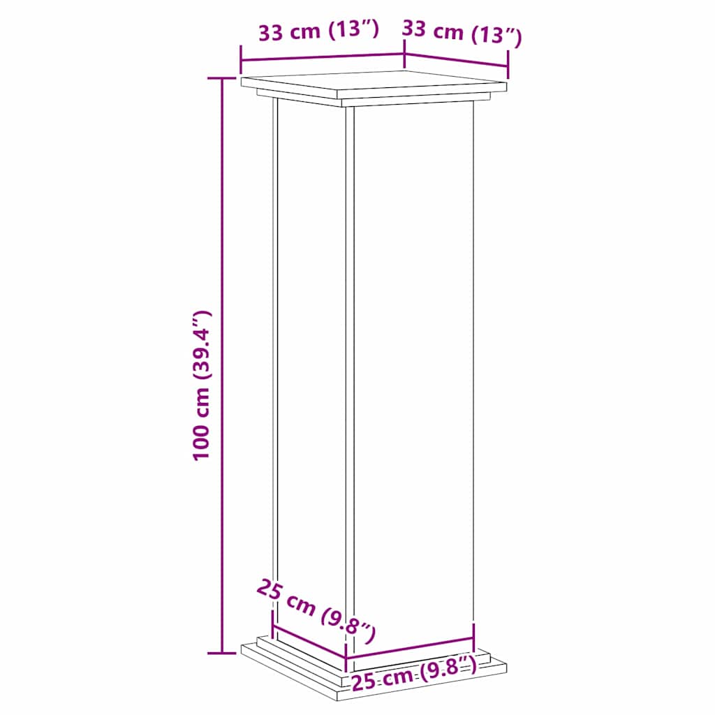 Stalak za biljke Crni hrast 33 x 33 x 100 cm Konstruirano drvo
