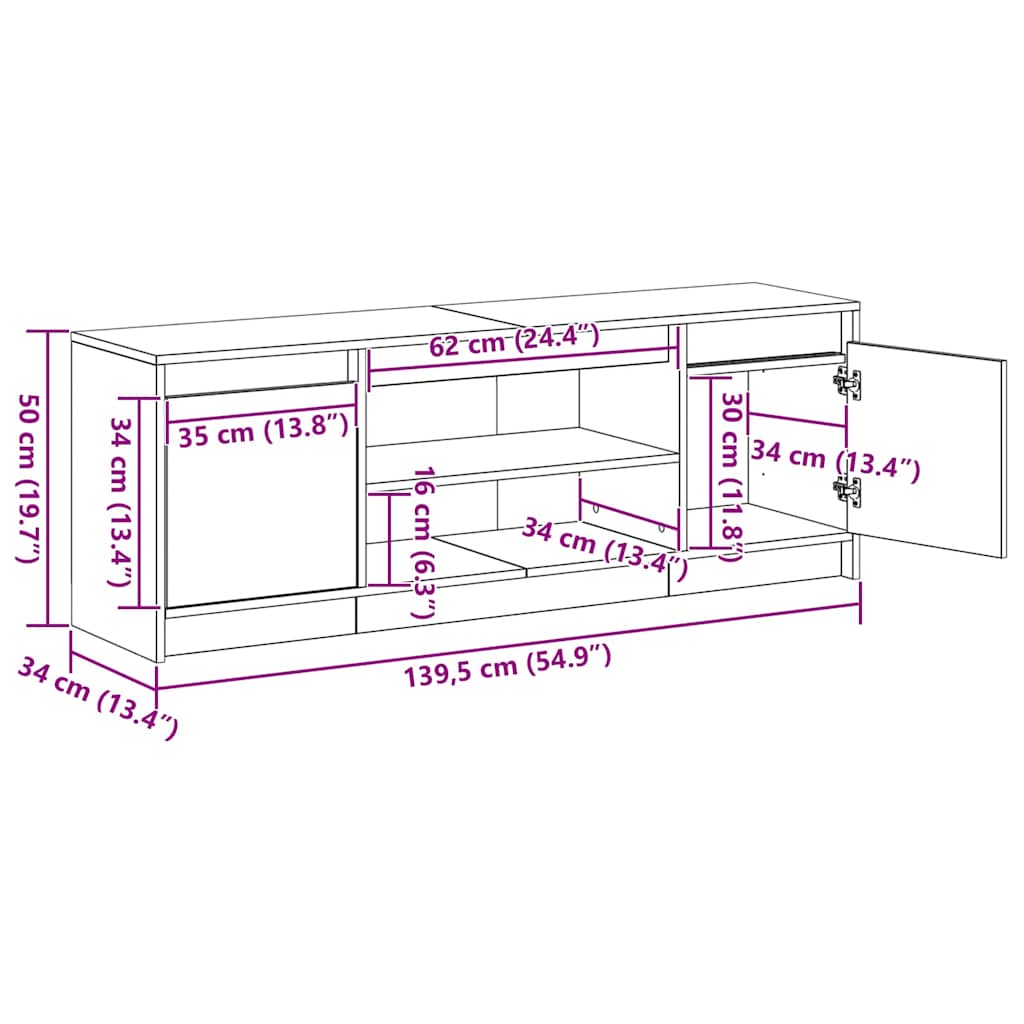 TV Jedinice Smeđa 139,5 x 34 x 50 cm Konstruirano drvo